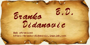 Branko Didanović vizit kartica